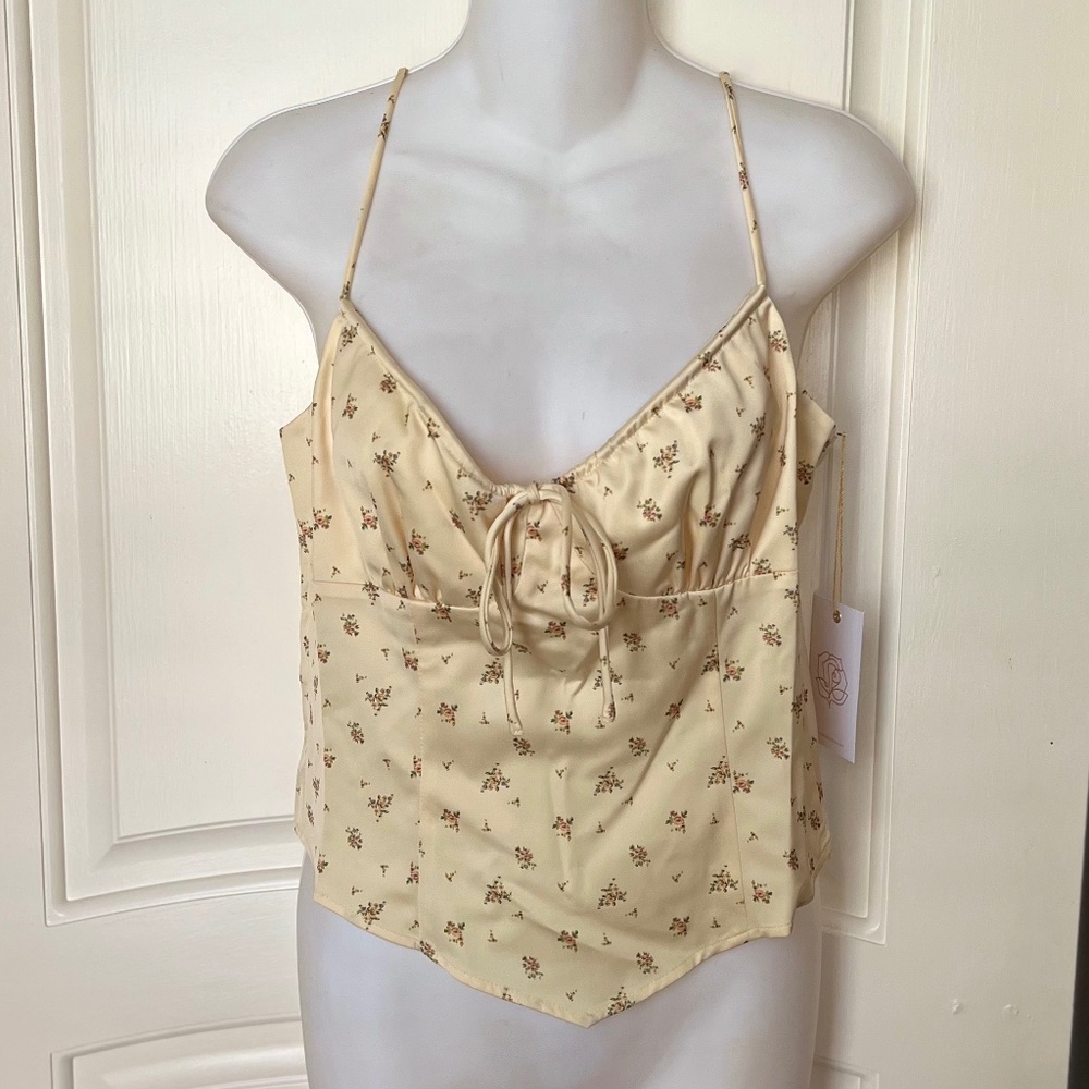 Backyard Roses Satin Kristen Floral Top